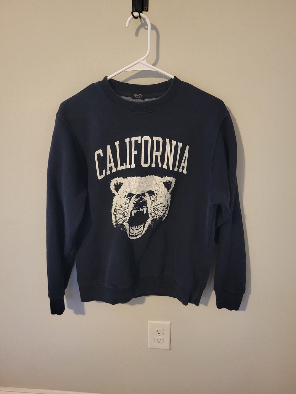 Brandy Melville Navy Crewneck with White California Bear Graphic